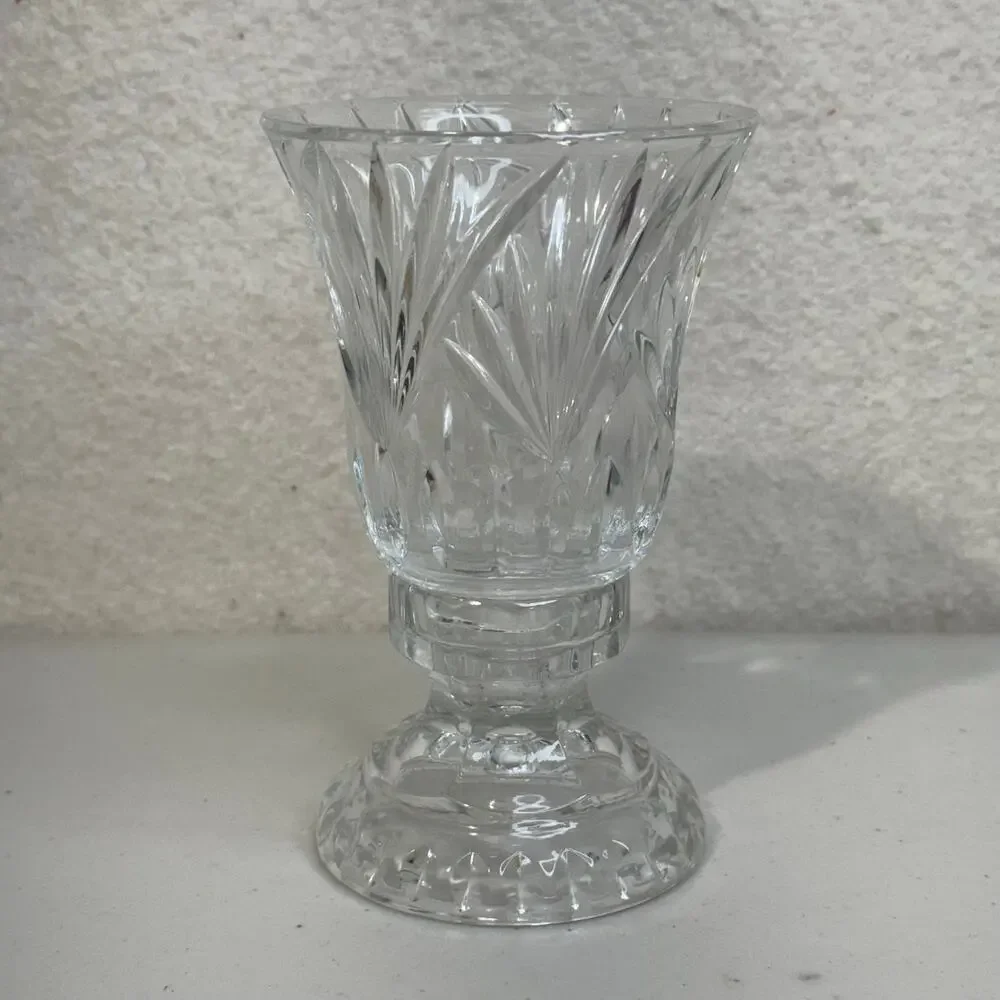 VTG Silhouette Fifth Avenue Lead Crystal Glass Hurricane Candle Holder 2 Piece